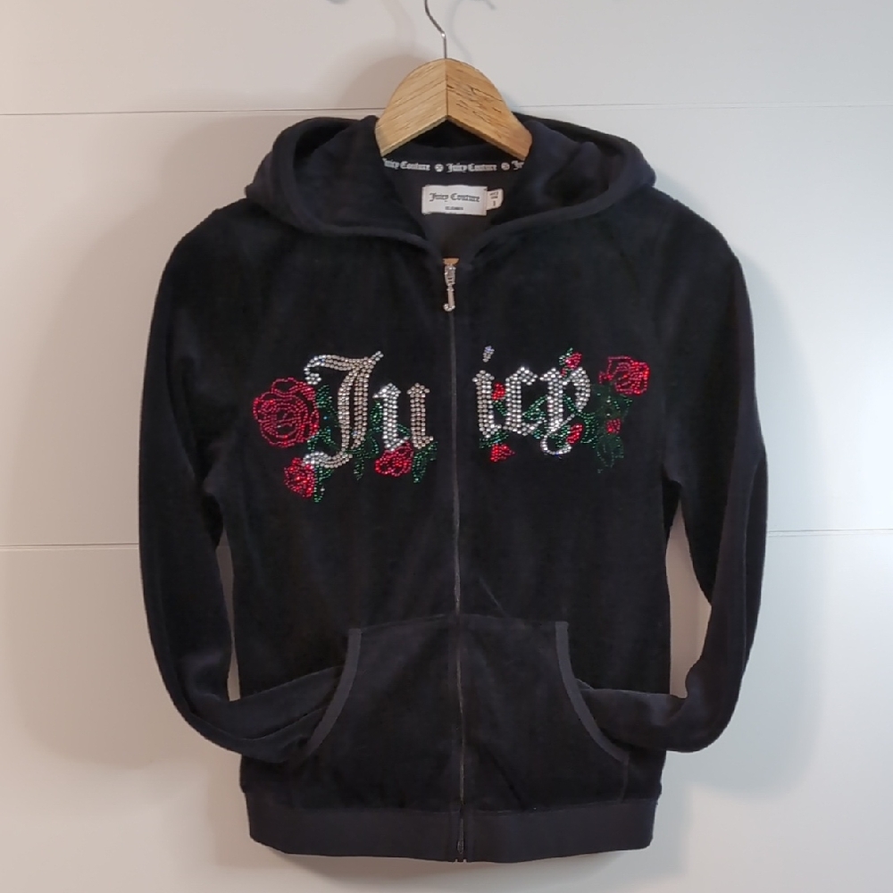 Juicy Couture Black Velour Zip-Up - M